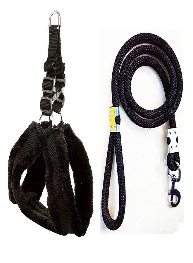 Agirav Dog Belt Combo of Nylon Fur Padded Dog Harness with Black Dog Lead Specially for Medium Breeds Dog Harness (Pack of 1) - Image 2